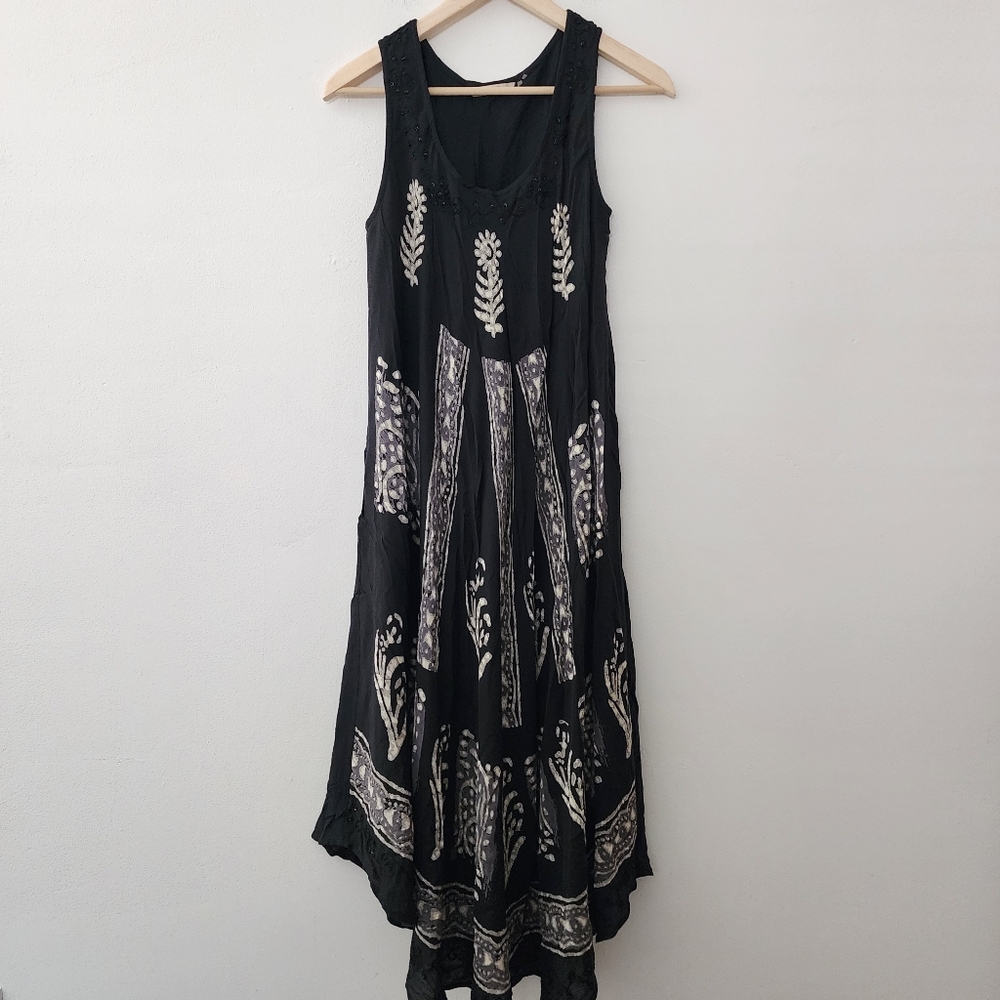Soft Surroundings | Black & Tan Flowy Maxi Summer Dress